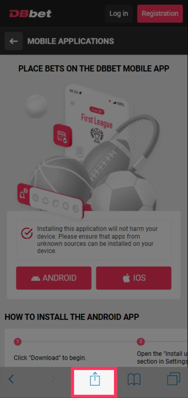 Share DBbet's website link to add it to your home screen.