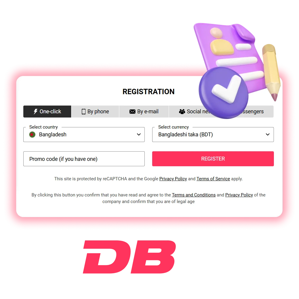 Sign up for DBbet to start playing and betting.