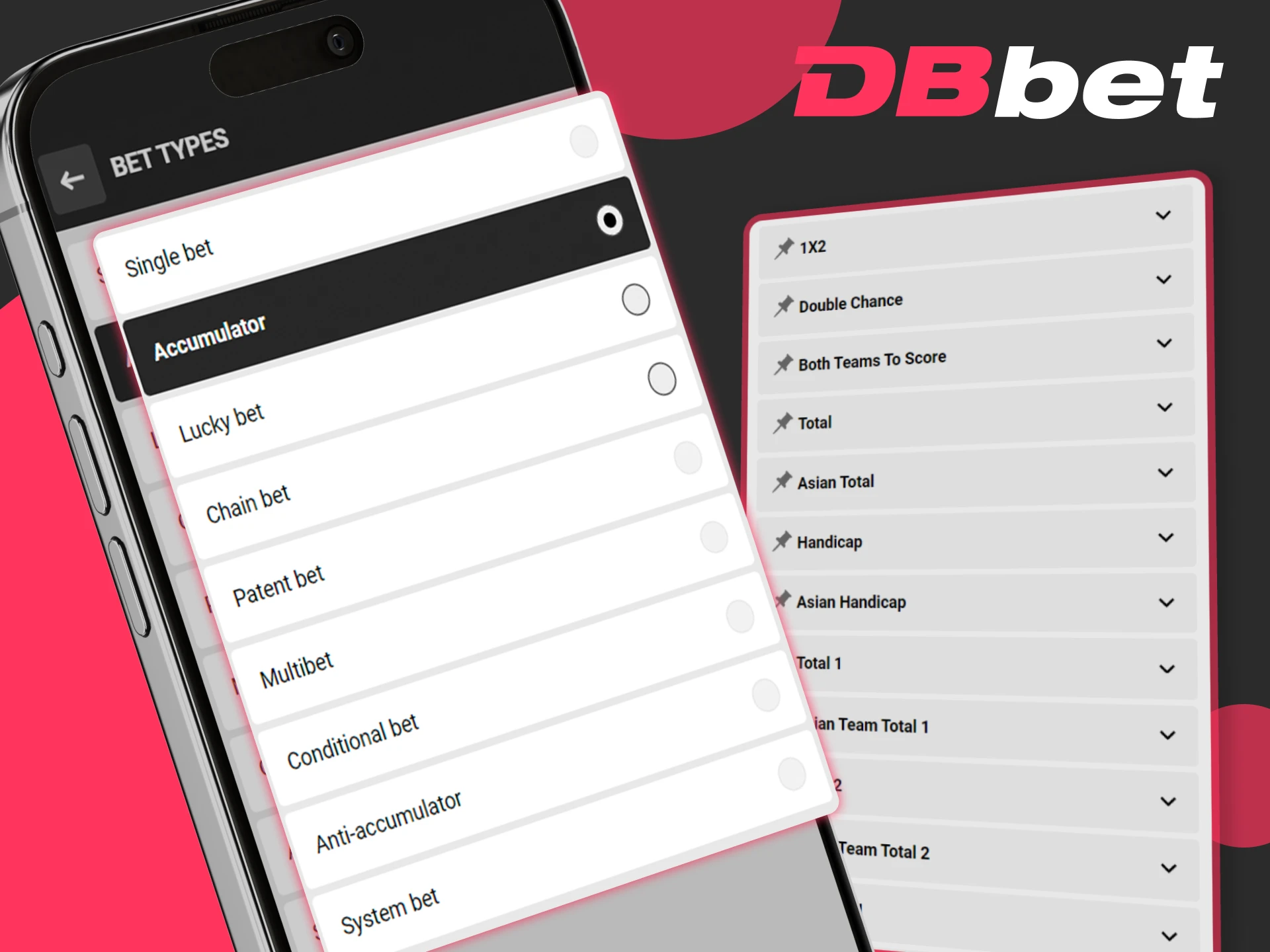 Dbbet has different types of bets, choose the one you like best.