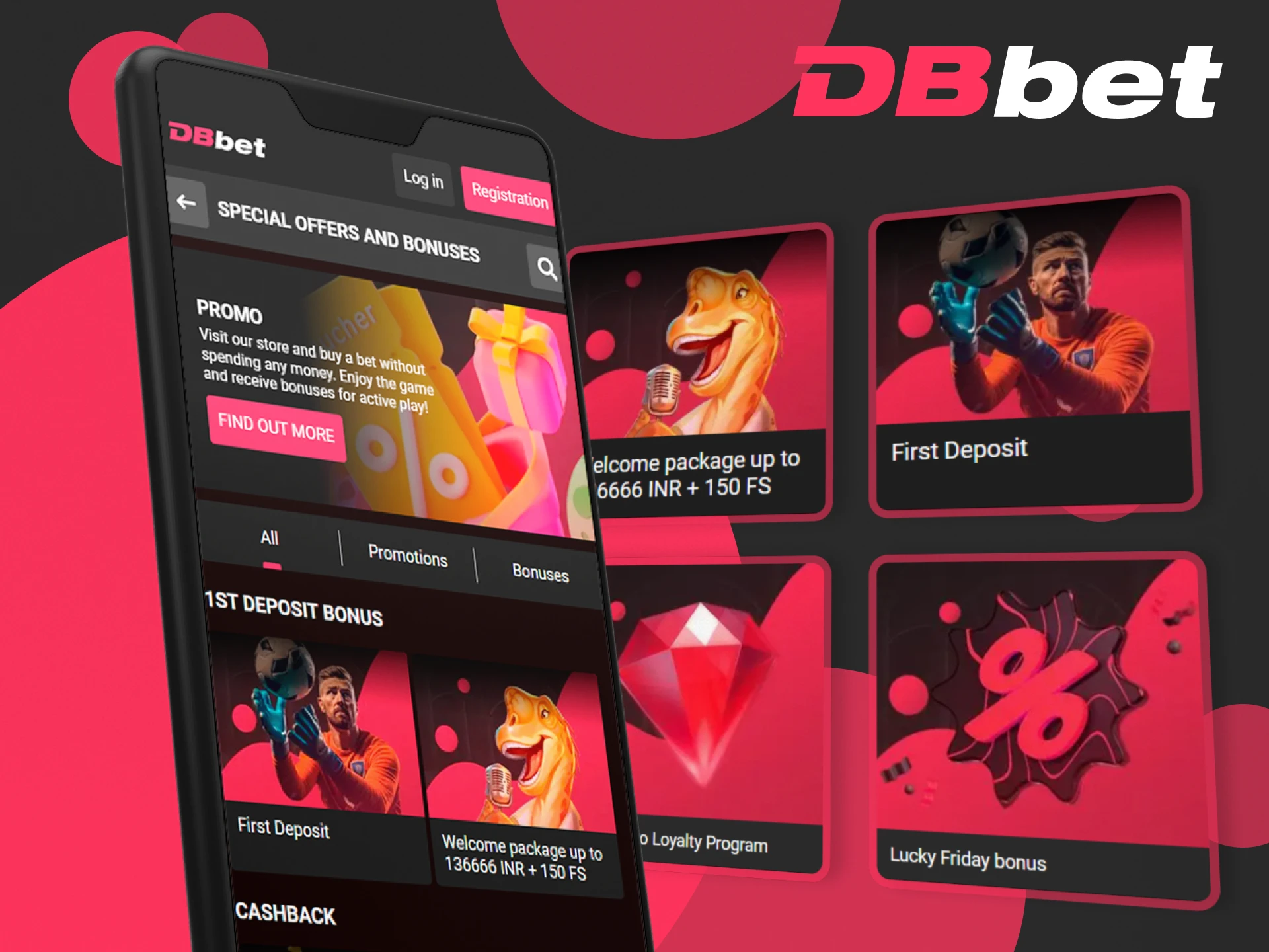 The DBbet mobile app offers a variety of sports and casino bonuses.