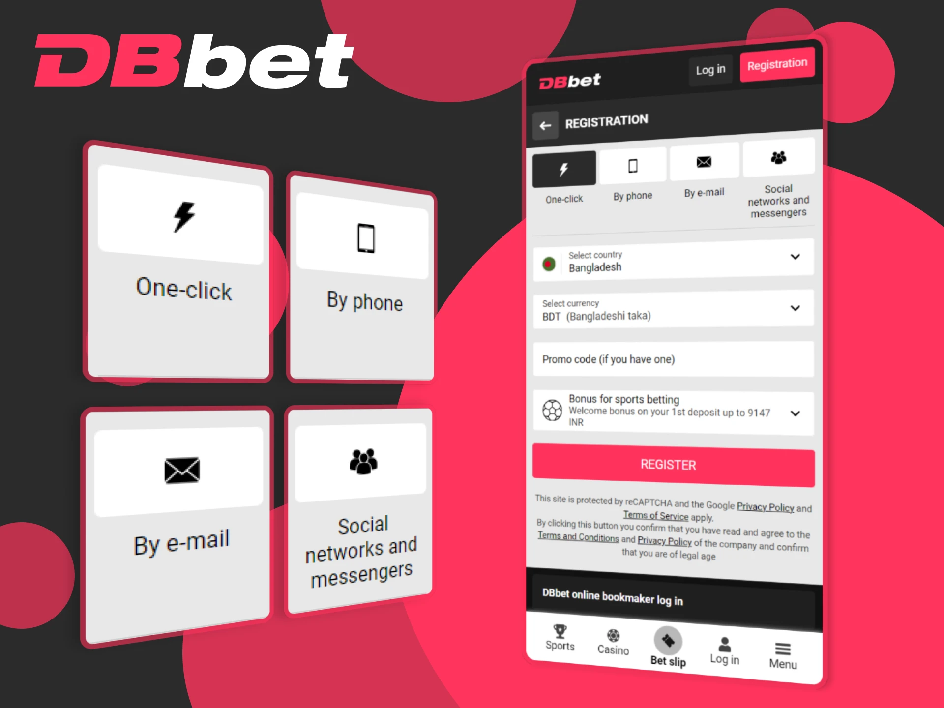 Register with DBbet using your preferred method.