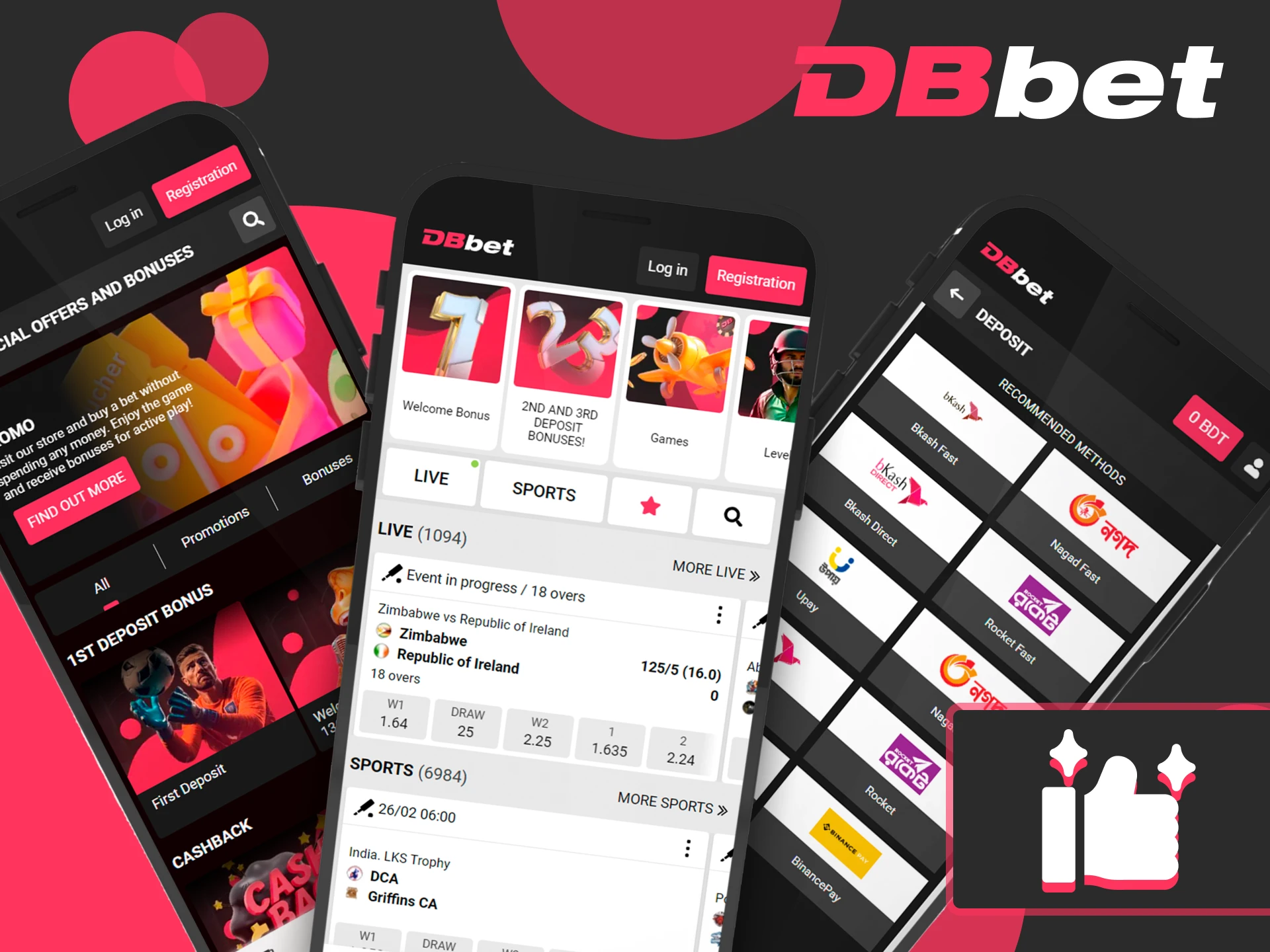 Choose the DBbet mobile app for sports betting and casino games.