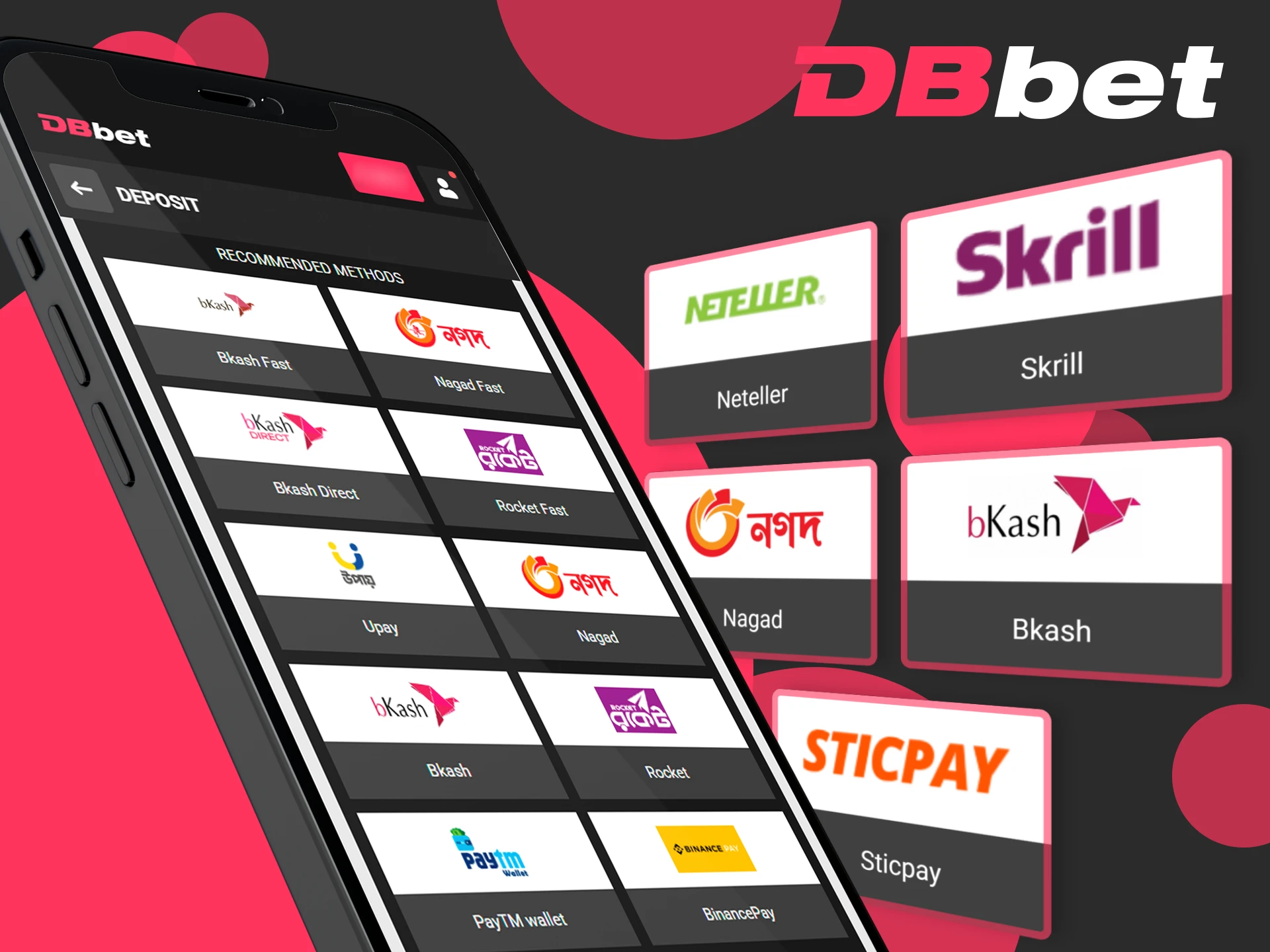 Here are the top popular payment methods that DBbet provides for bettors in Banlgadesh.