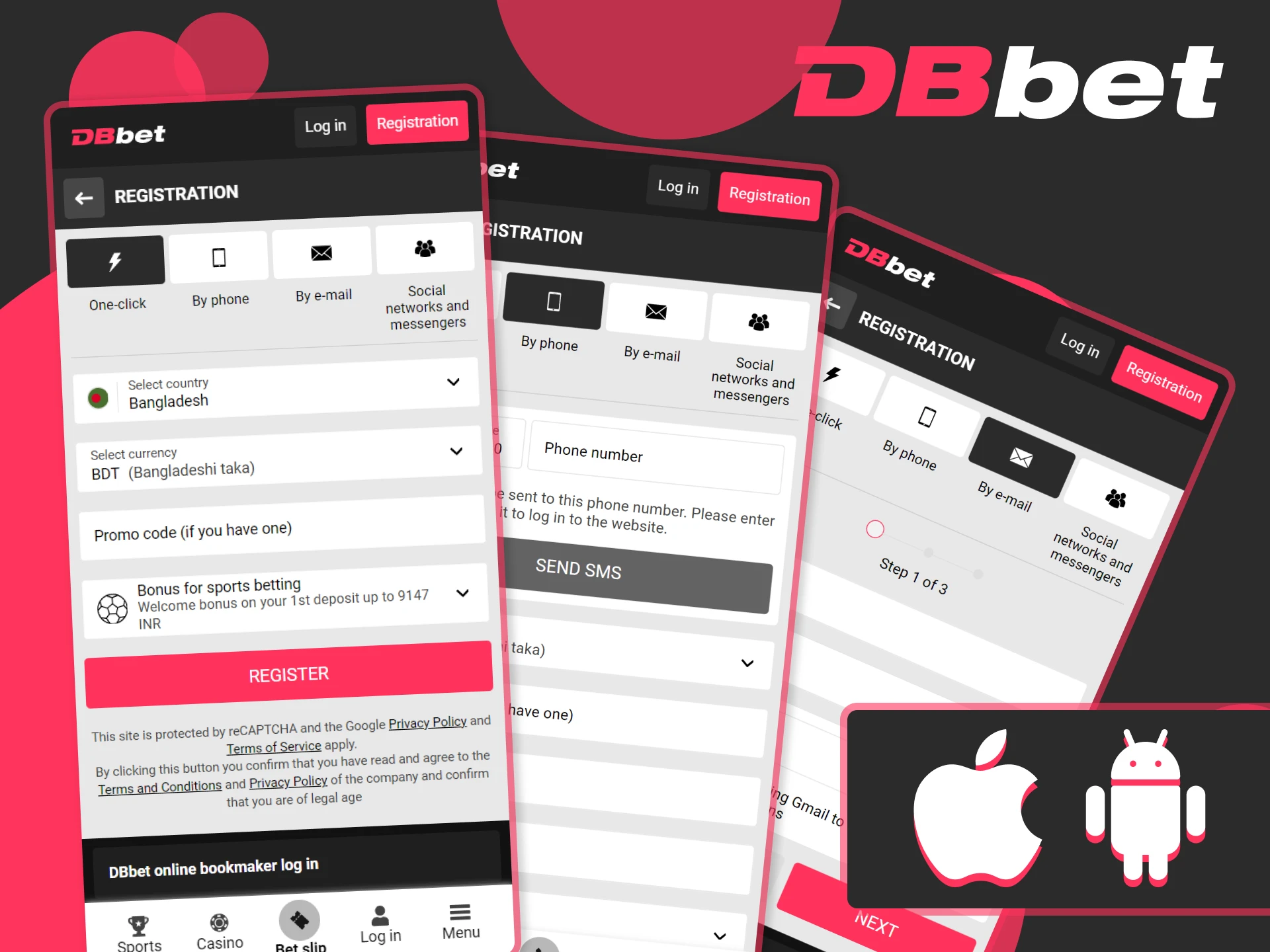 Download the DBbet mobile app and create an account.