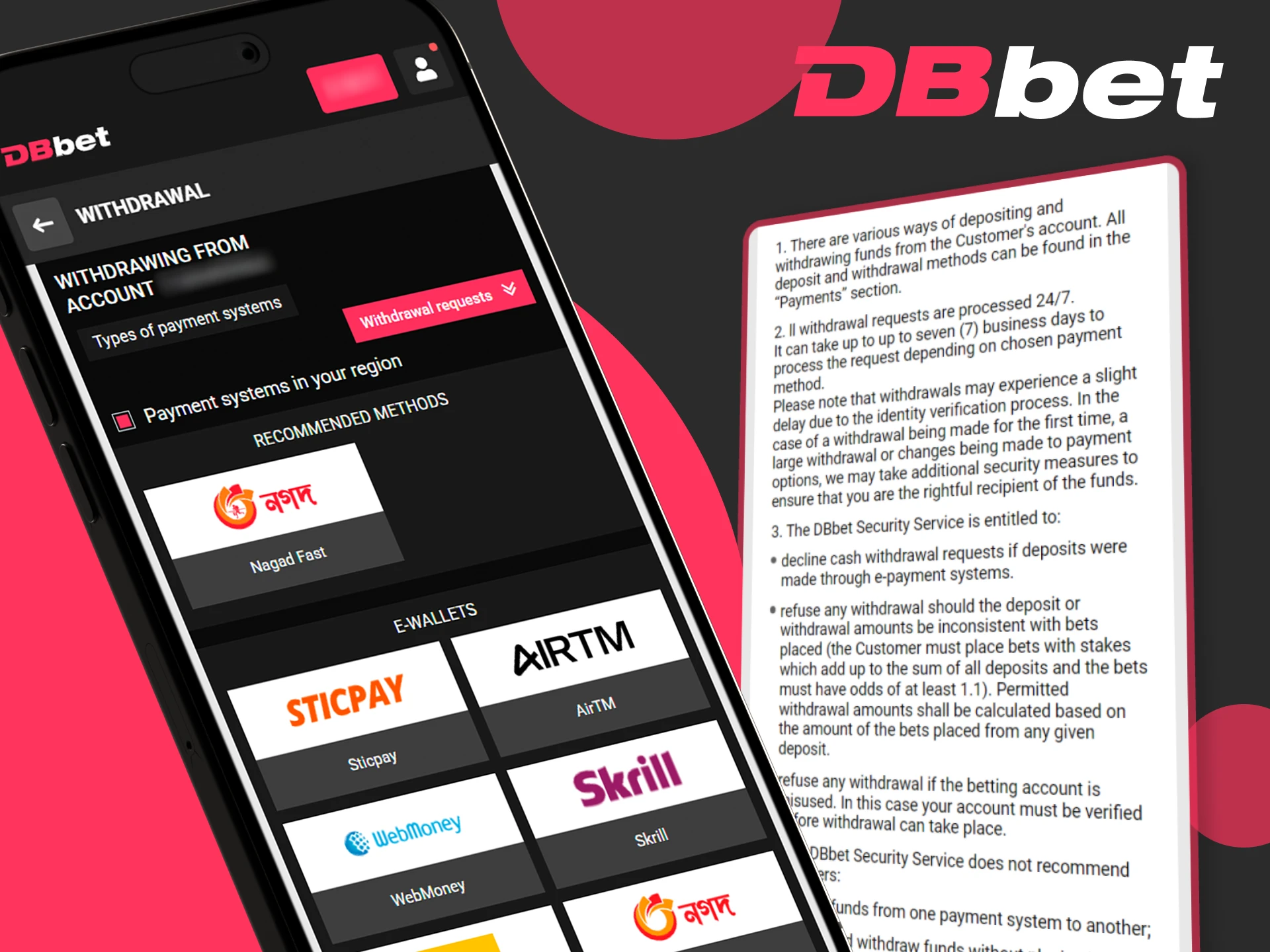 Read the DBbet withdrawal rules.