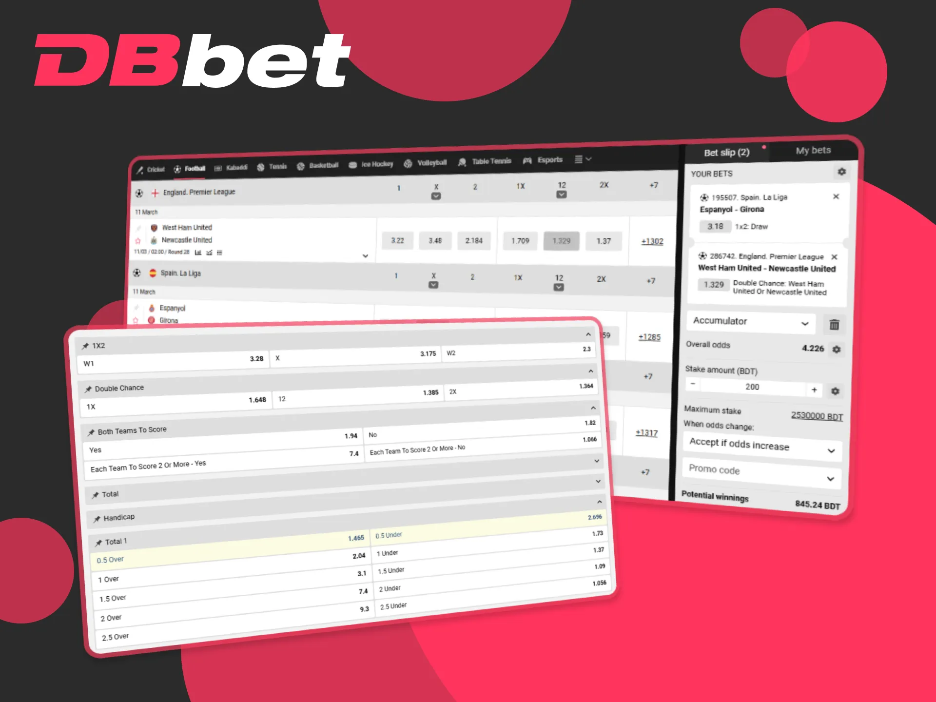 DBBet features diverse football betting options for every player.